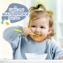 Long Sleeve Waterproof Baby Bibs 4 Pack - Feeding Smocks with Pocket
