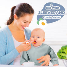 Long Sleeve Waterproof Baby Bibs 4 Pack - Feeding Smocks with Pocket