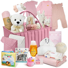 Baby Girl Gift Basket - Newborn Essentials Care Package, Pink & White