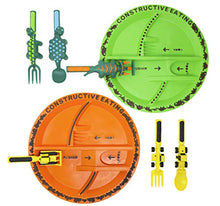 Construction & Dinosaur Mealtime Set - Plates & Utensils for Kids