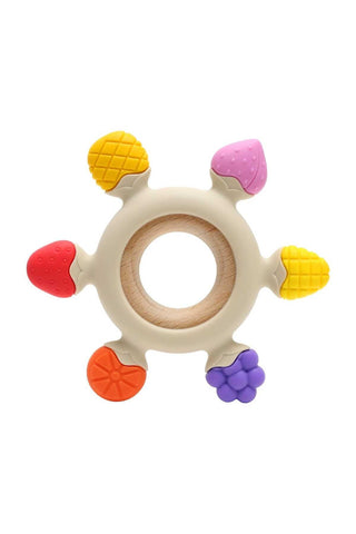 Silicone Fruit Teether Ring Pacifier - BPA Free, Beige