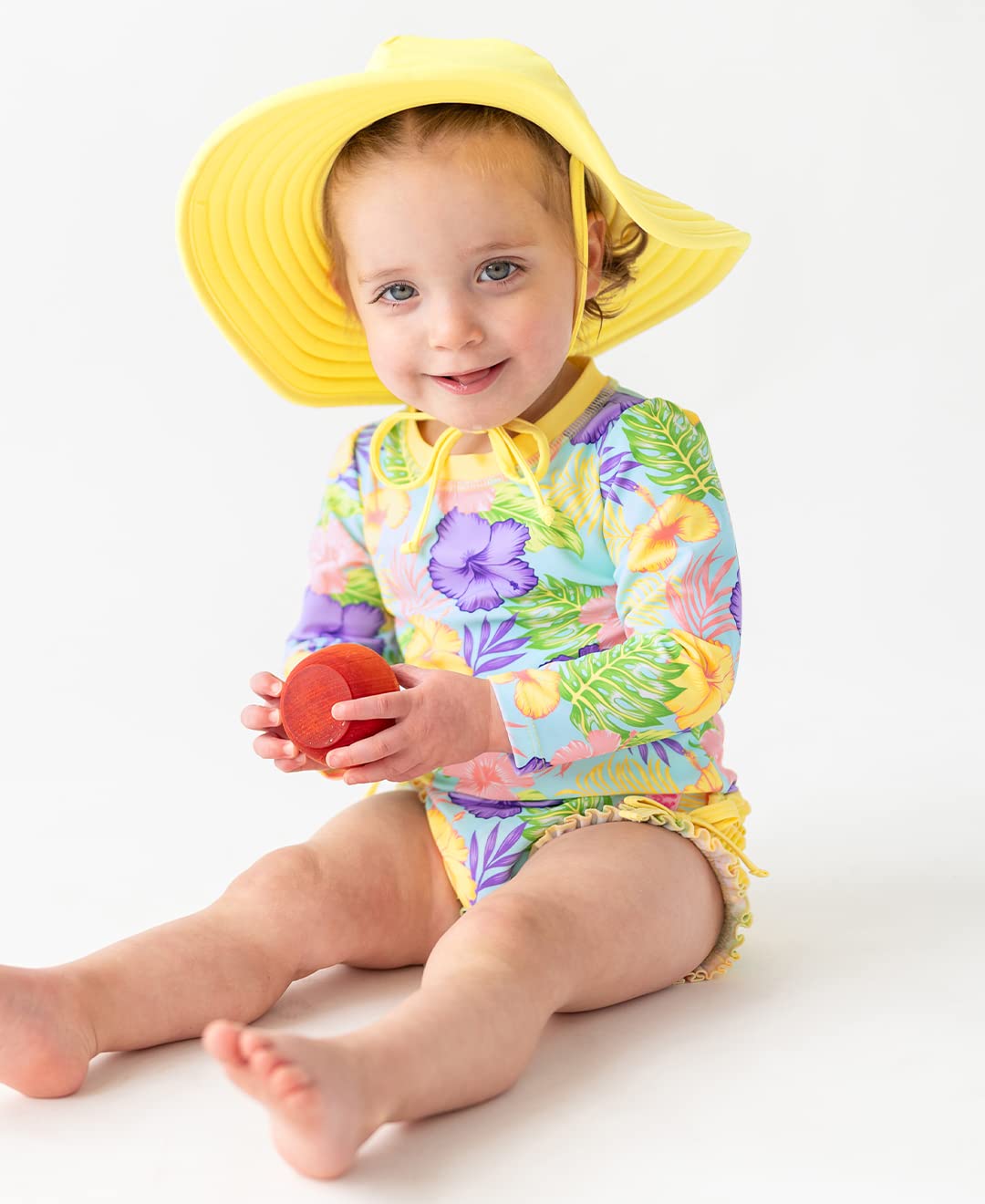 RuffleButts® Baby/Toddler Girls UPF 50+ Sun Protective Wide Brim Swimwear Sun Hat