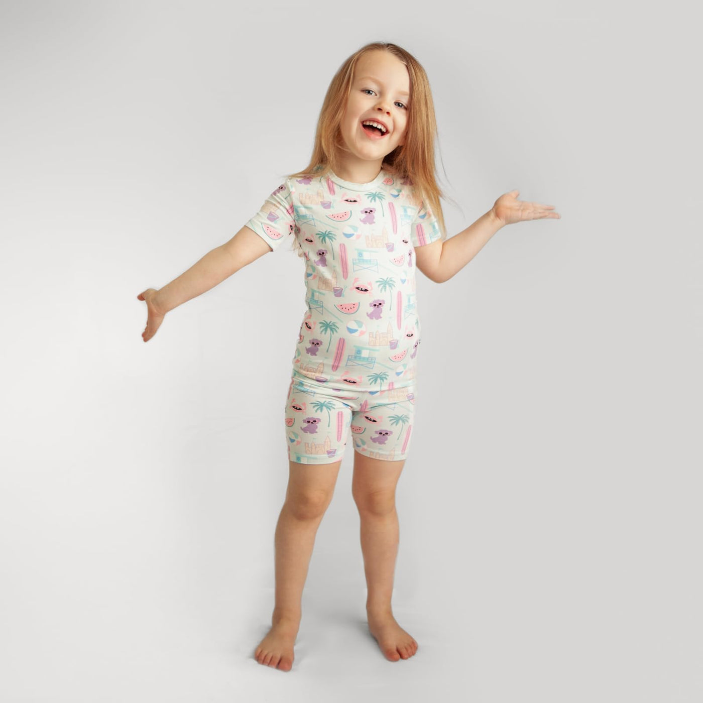 KicKee Solid Short Sleeve Pajama Set, Baby to Kid