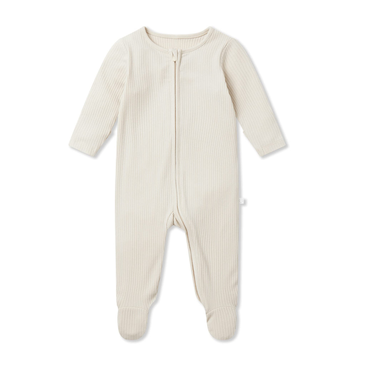 Baby Ribbed Footed Pajamas 3 Pack - Ecru, Blue & Navy, Zip Closure, 6-9 Months
