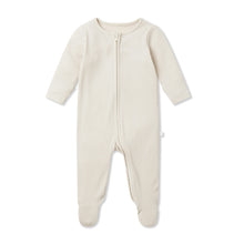 Baby Ribbed Footed Pajamas 3 Pack - Ecru, Blue & Navy, Zip Closure, 6-9 Months
