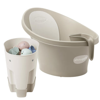 Baby Bathtime Essentials Bundle - Bath Support, Rinse Jug & Toy Scoop