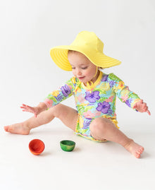 RuffleButts® Baby/Toddler Girls UPF 50+ Sun Protective Wide Brim Swimwear Sun Hat