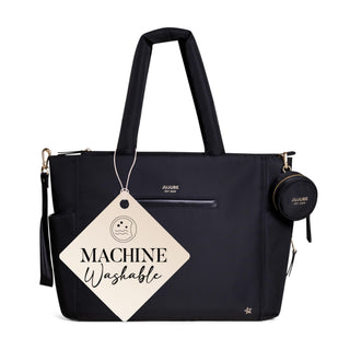 Large Diaper Tote Bag - Changing Pad & Baby Essentials Storage, Black