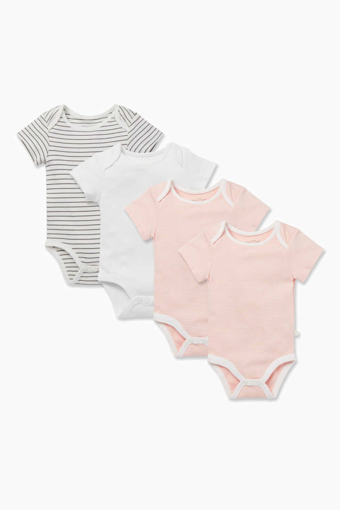 Baby Short Sleeve Bodysuit 4 Pack - Blush, Envelope Neck, Newborn