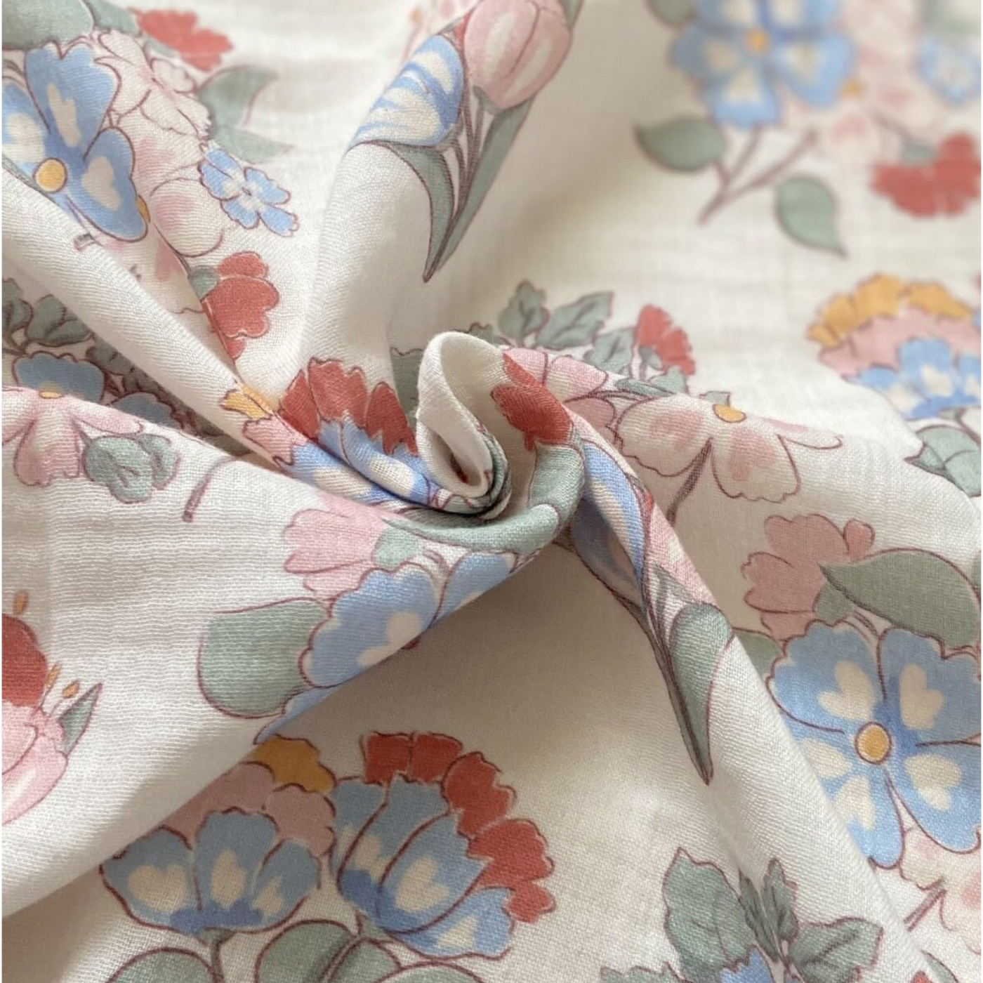 Floral Muslin Swaddle Blanket - 39 x 39 In, Multicolor