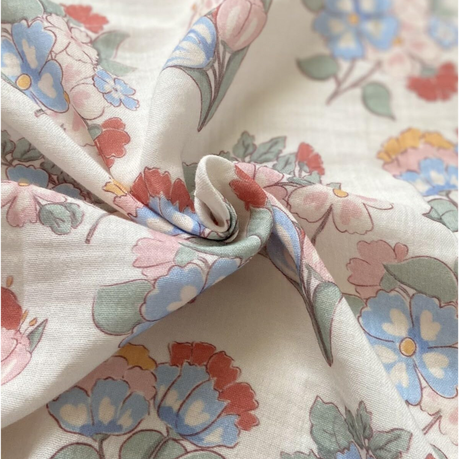 Floral Muslin Swaddle Blanket - 39 x 39 In, Multicolor