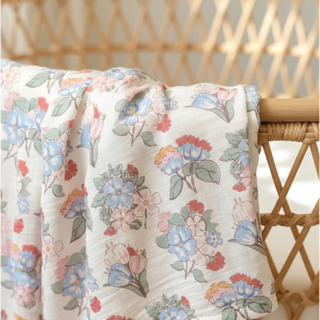 Floral Muslin Swaddle Blanket - 39 x 39 In, Multicolor