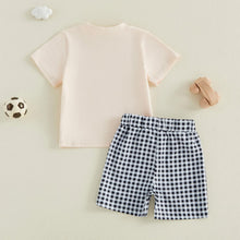 Toddler Soccer Outfit Set - Short Sleeve T-Shirt & Checkerboard Shorts