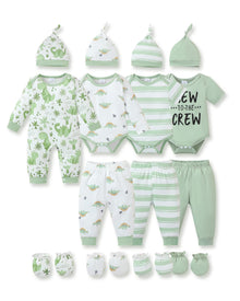 Unisex Baby Bodysuit & Pant Outfit Set 4 Pack - Light Green, 3-6 Months