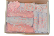 Newborn Baby Girl Gift Set 11 Piece - Romper, Bloomers, Bib & Burp Cloth, Pink & White
