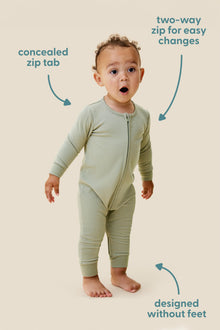 Baby Ribbed Footed Pajamas 3 Pack - Ecru, Blue & Navy, Zip Closure, 6-9 Months