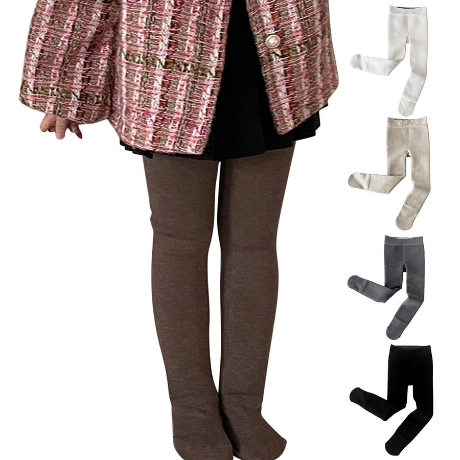 Girls Fleece-Lined Winter Leggings - Khaki, 12-14 Years