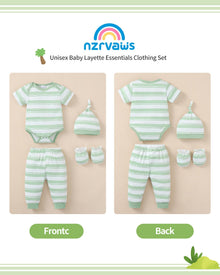 Unisex Baby Bodysuit & Pant Outfit Set 4 Pack - Light Green, 3-6 Months