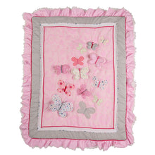 Baby Girl Butterfly Crib Bedding Set 8 Piece - Pink Embroidery