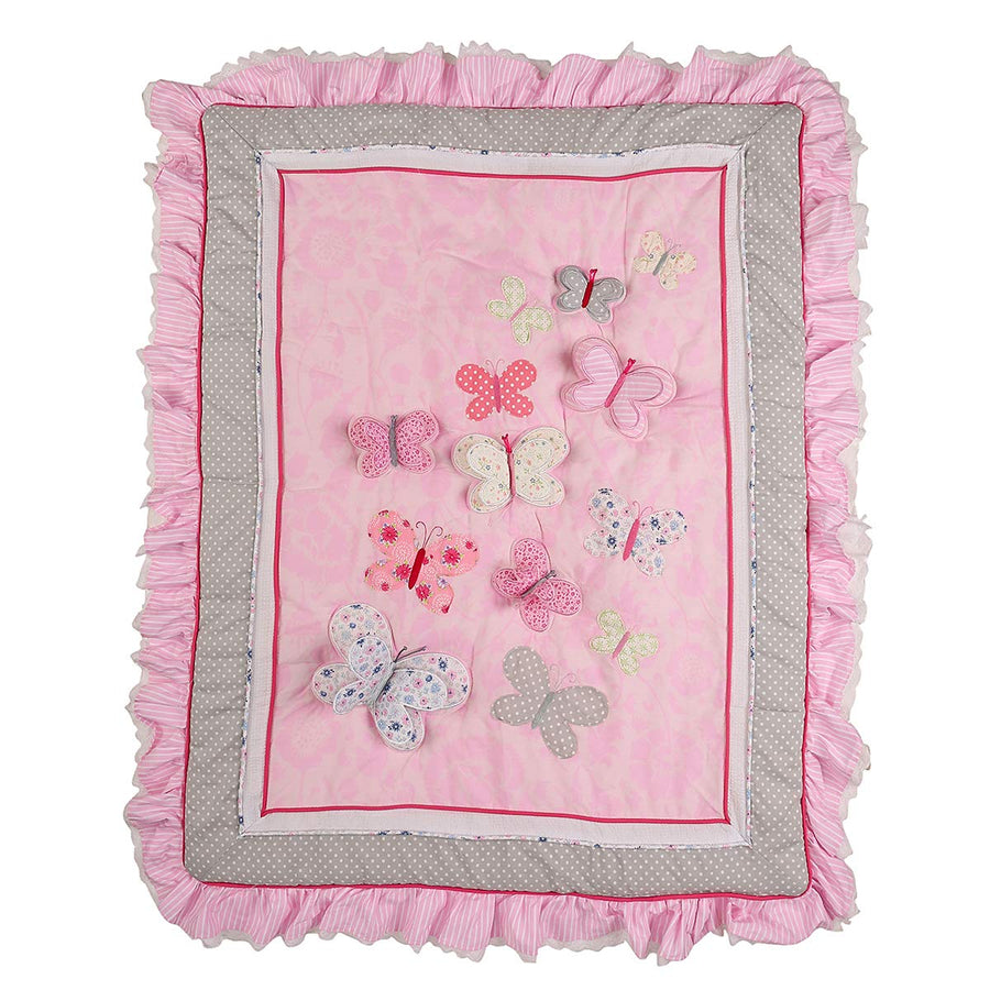 Baby Girl Butterfly Crib Bedding Set 8 Piece - Pink Embroidery