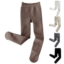 Girls Fleece-Lined Winter Leggings - Khaki, 12-14 Years