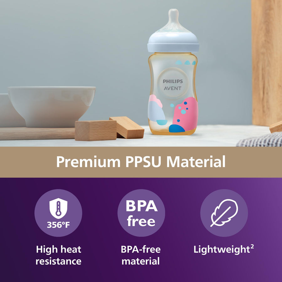 PPSU Baby Bottles 2 Pack - 9oz, Medium Flow Nipples