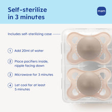 MAM Original Matte Baby Pacifier, Nipple Shape Helps Promote Healthy Oral Development, Sterilizer Case, Boy and Girl, 0-6 Months (2 Count)