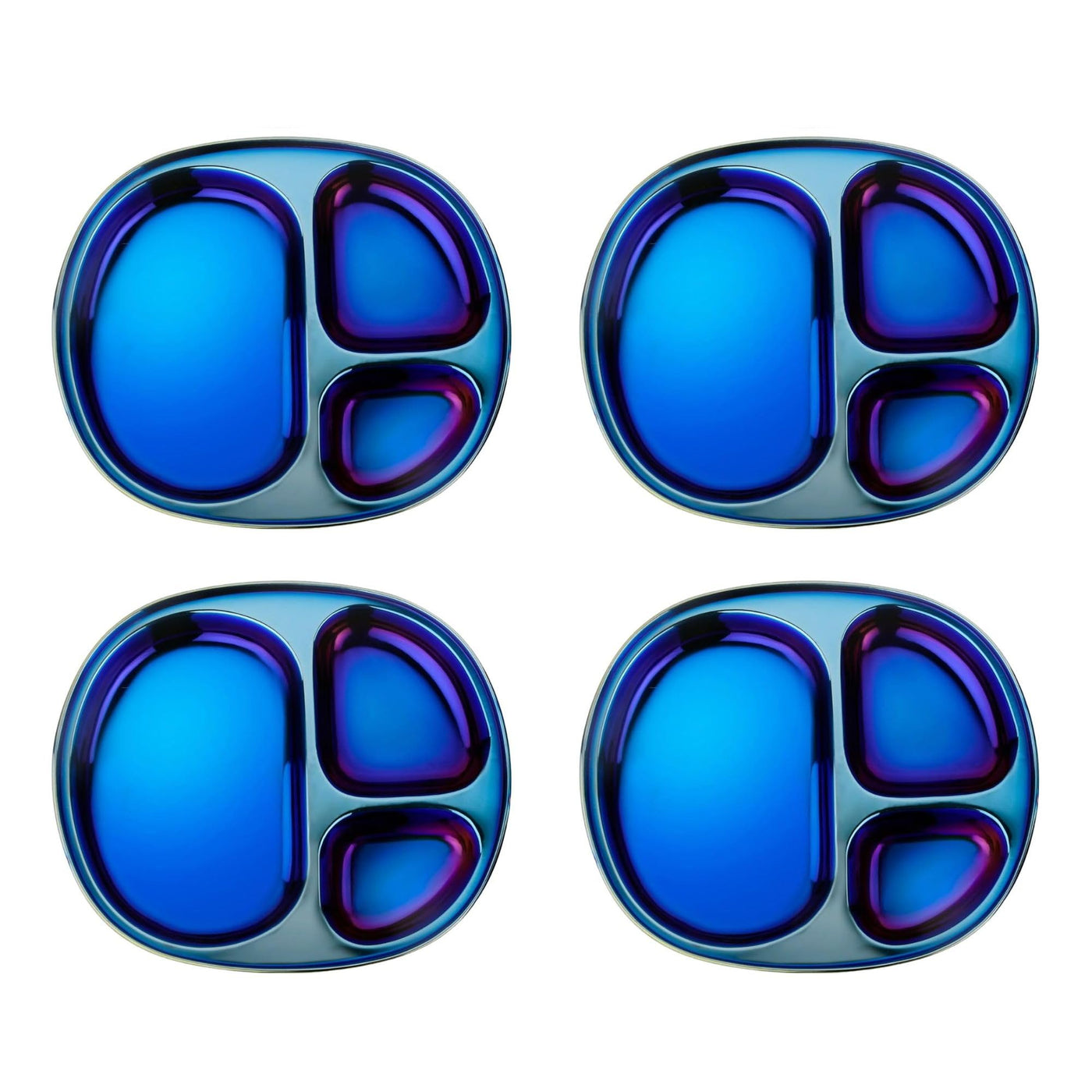 Stainless Steel Divided Plates for Kids - Set of 4
