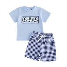 Toddler Soccer Outfit Set - Short Sleeve T-Shirt & Checkerboard Shorts