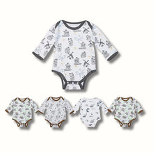 Organic Cotton Baby Bodysuit Romper 5 Pack - Multicolor, Foldover Cuffs, 3-6 Months