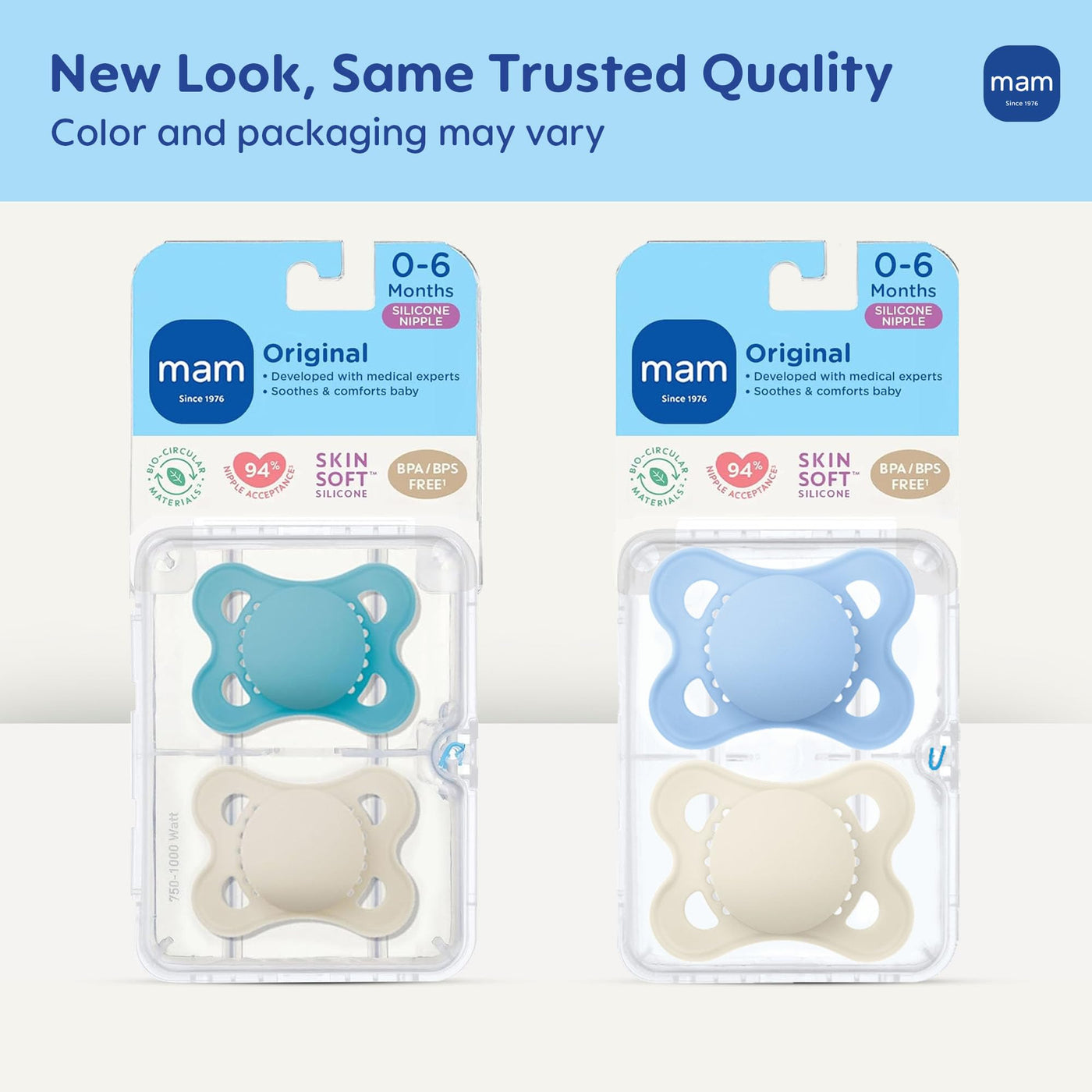 MAM Original Matte Baby Pacifier, Nipple Shape Helps Promote Healthy Oral Development, Sterilizer Case, Boy and Girl, 0-6 Months (2 Count)