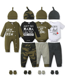 Unisex Baby Bodysuit & Pant Outfit Set 4 Pack - Light Green, 3-6 Months