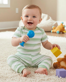 Unisex Baby Bodysuit & Pant Outfit Set 4 Pack - Light Green, 3-6 Months