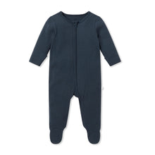 Baby Ribbed Footed Pajamas 3 Pack - Ecru, Blue & Navy, Zip Closure, 6-9 Months