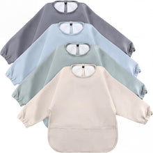 Long Sleeve Waterproof Baby Bibs 4 Pack - Feeding Smocks with Pocket