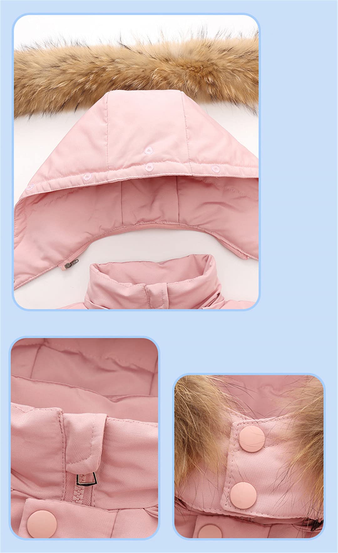Kids Hooded Snowsuit Set - Down Jacket & Snow Wear, Blue, 5T