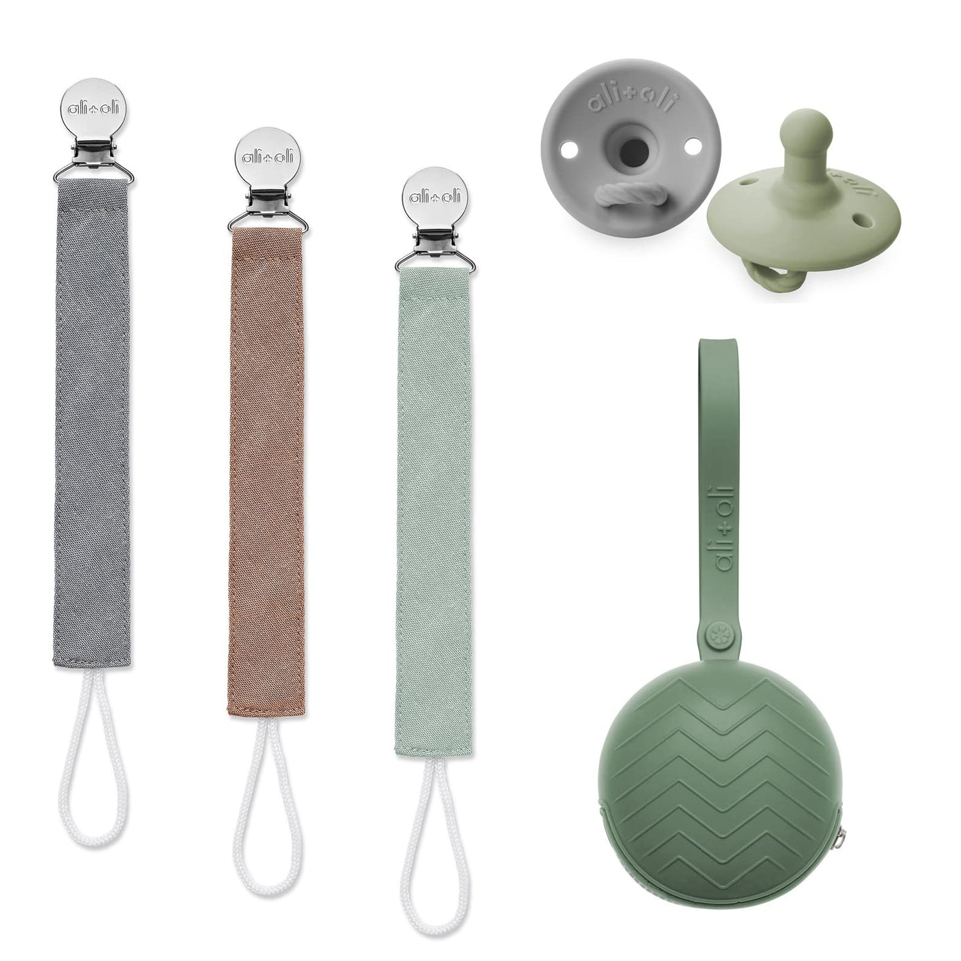 Pacifier Bundle - Silicone Pacifiers, Pacifier Clips & Carry Case