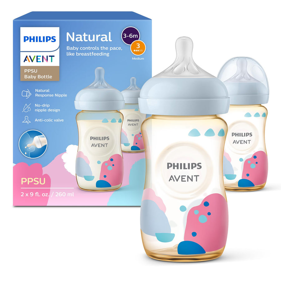 PPSU Baby Bottles 2 Pack - 9oz, Medium Flow Nipples