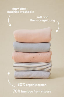 Baby Short Sleeve Bodysuit 4 Pack - Blush, Envelope Neck, Newborn