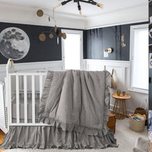 Ruffle Crib Bedding Set 3 Piece - 100% Cotton, Neutral Grey