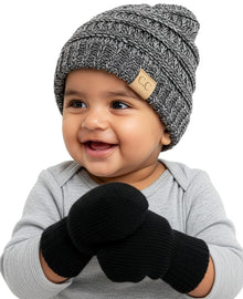 Newborn Knit Beanie & Fleece Mittens Set - Warm Winter Essentials