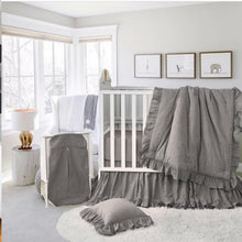 Ruffle Crib Bedding Set 3 Piece - 100% Cotton, Neutral Grey