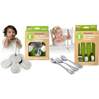 Stainless Steel Baby Essentials Set - Flatware & Sensory Toy Keys