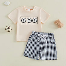 Toddler Soccer Outfit Set - Short Sleeve T-Shirt & Checkerboard Shorts
