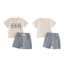 Toddler Soccer Outfit Set - Short Sleeve T-Shirt & Checkerboard Shorts
