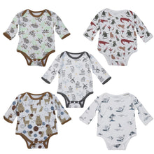 Organic Cotton Baby Bodysuit Romper 5 Pack - Multicolor, Foldover Cuffs, 3-6 Months