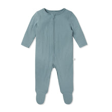 Baby Ribbed Footed Pajamas 3 Pack - Ecru, Blue & Navy, Zip Closure, 6-9 Months