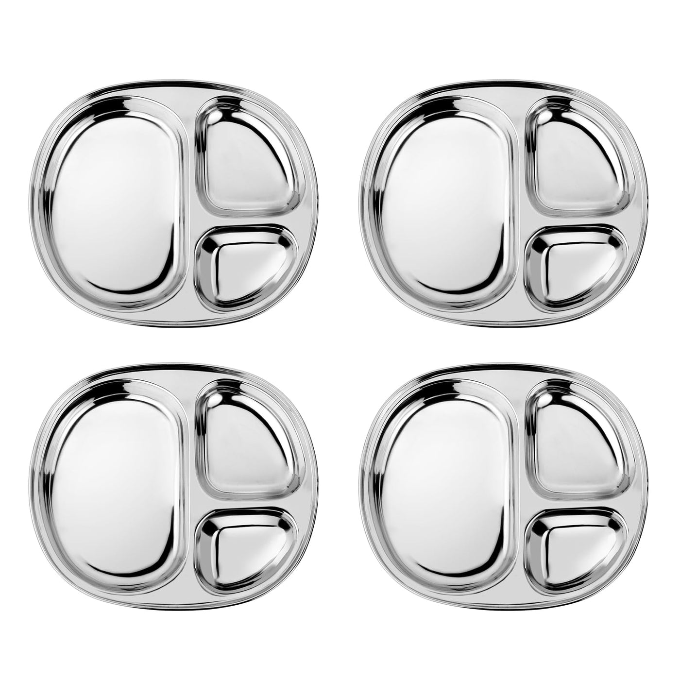 Stainless Steel Divided Plates for Kids - Set of 4