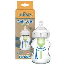 Dr. Brown's Natural Flow Anti-Colic Options+ Wide-Neck Glass Baby Bottles 5 oz/150 mL
