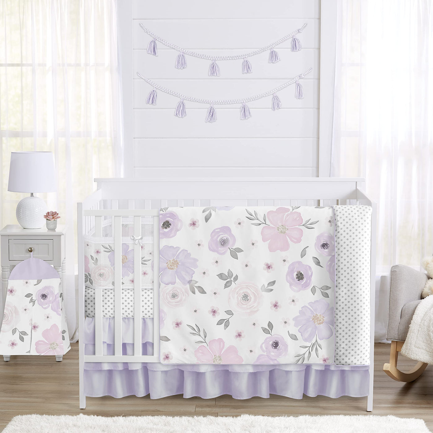 Floral Baby Girl Crib Bedding Set 6 Piece